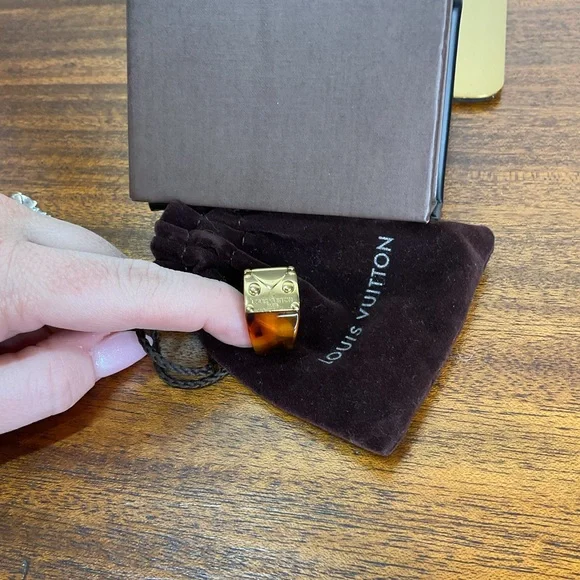 Louis Vuitton Gold and Tan Ring